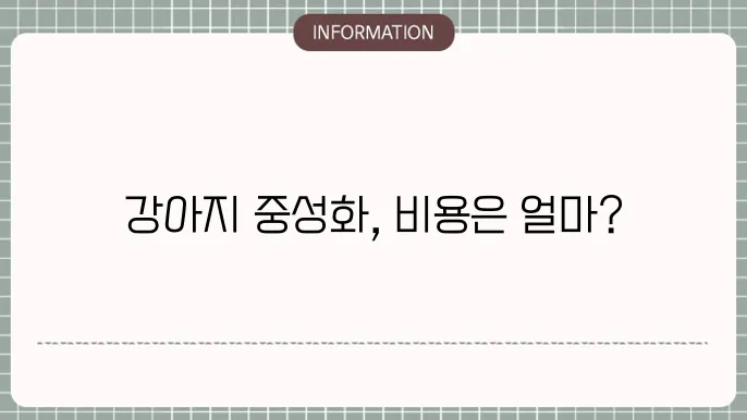 강아지 중성화 수술 시 비용
