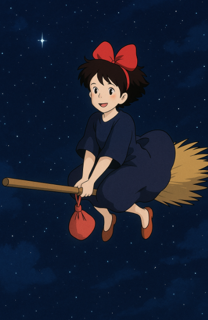 밤하늘을 날고 있는 키키