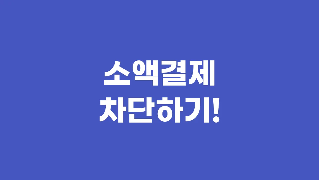 소액결제 이용하지 않는다면 차단하세요!
