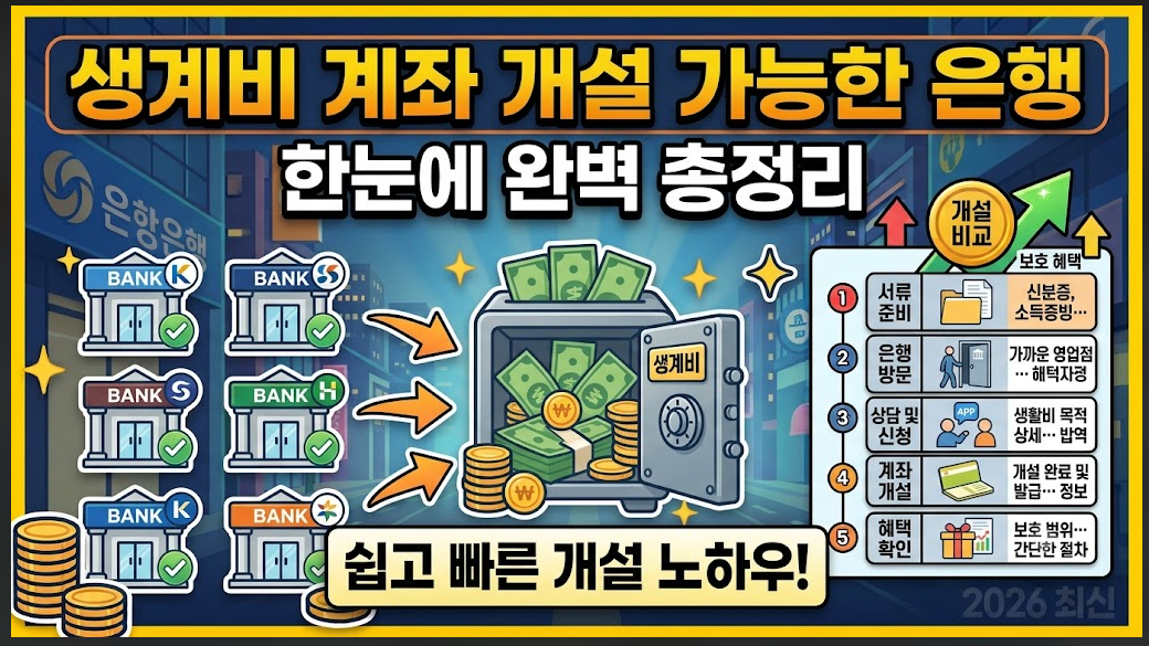 생계비 계좌 개설 가능한 은행