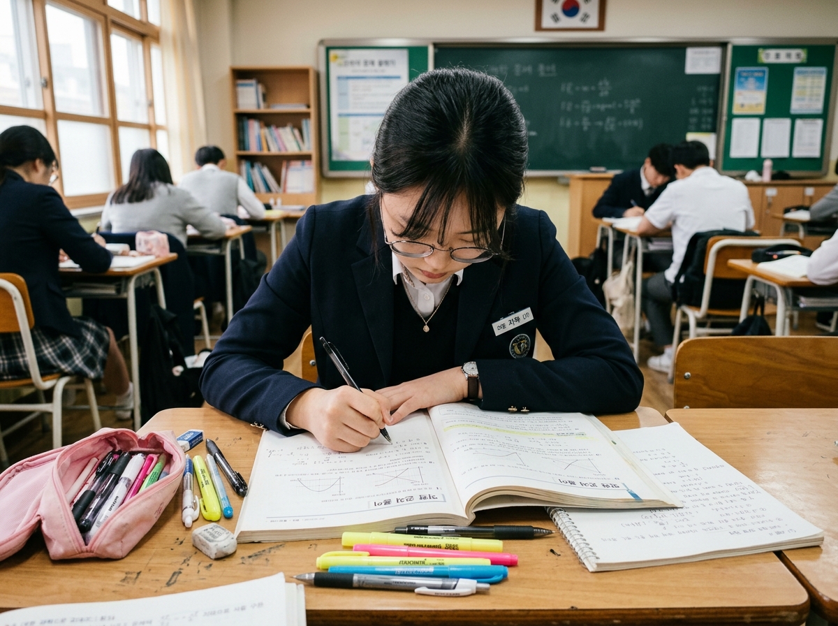 과학 개념을 문제에 적용하며 학습하는 학생