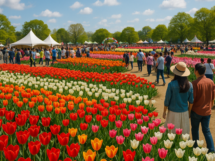 튤립 축제의 모습