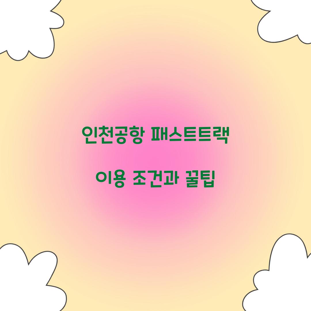인천공항 패스트트랙 이용 조건