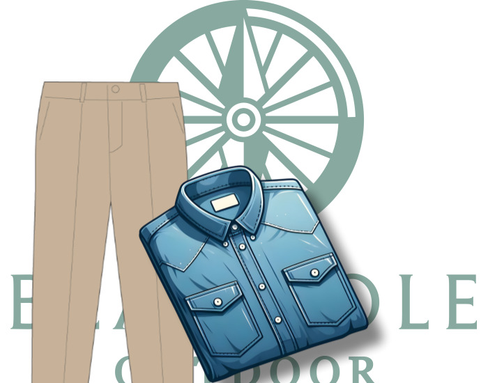 아이보리색 바지 와 청남방