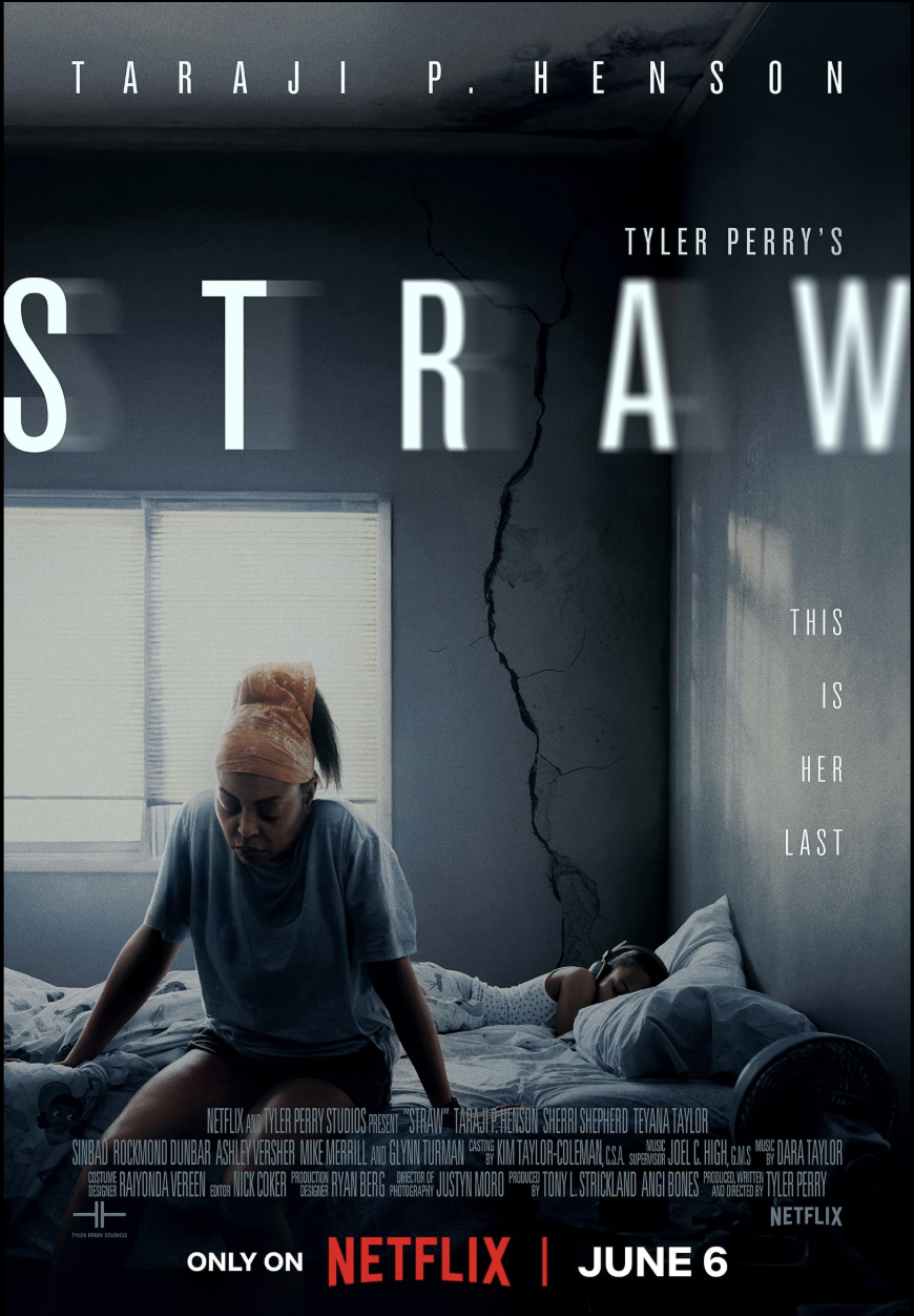 넷플릭스 영화 《벼랑 끝에 서서 (Straw)》 공식 포스터 – 타라지 P. 헨슨 주연의 심리 스릴러