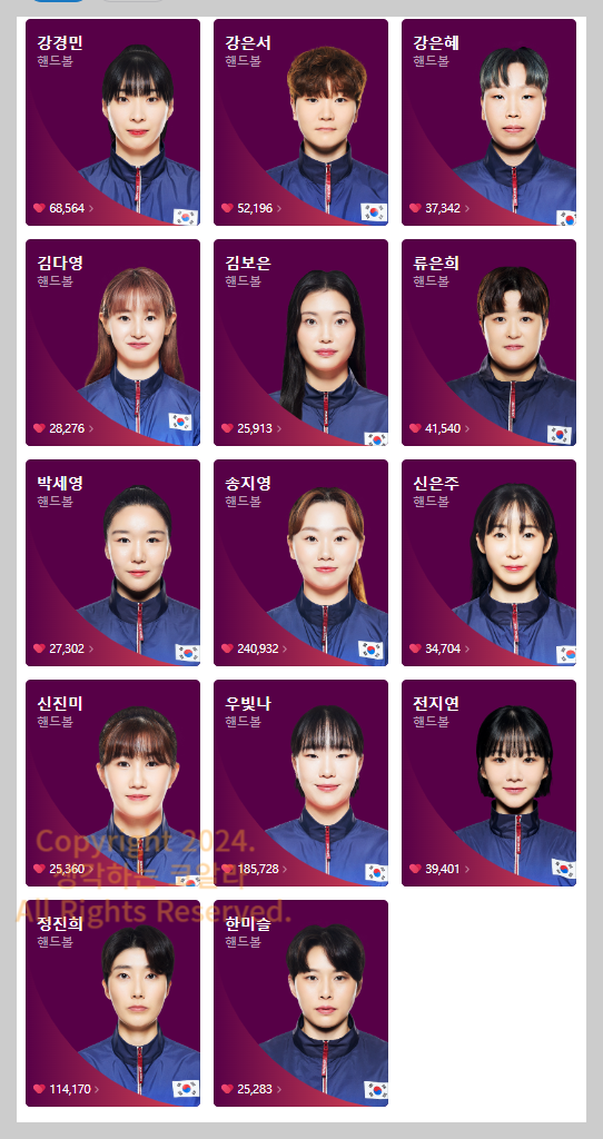 파리올림픽 핸드볼 선수 응원하기
파리올림픽 여자핸드볼 선수 명단 조편성 감독 중계 방송