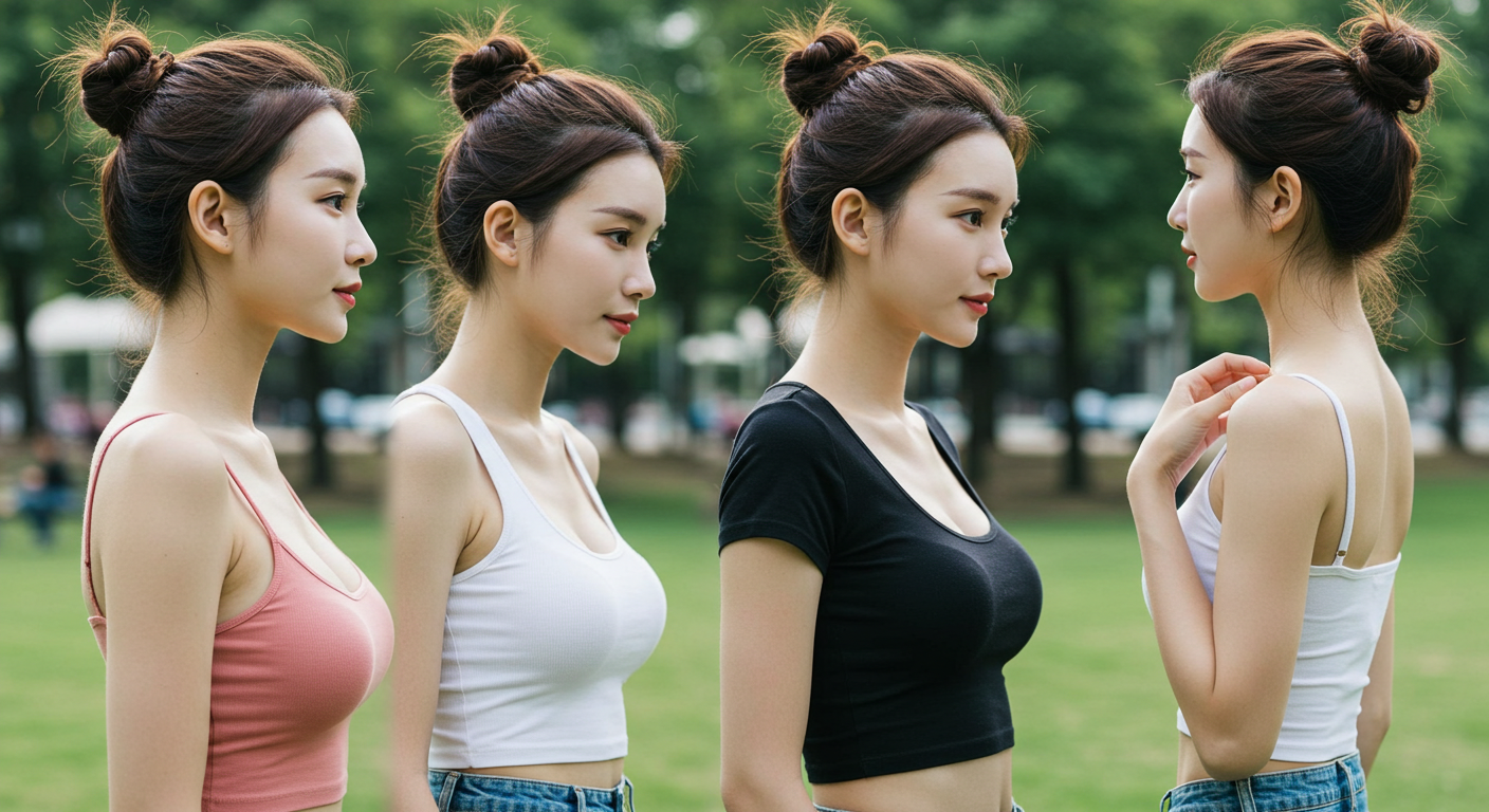 공원에 서있는 여성들