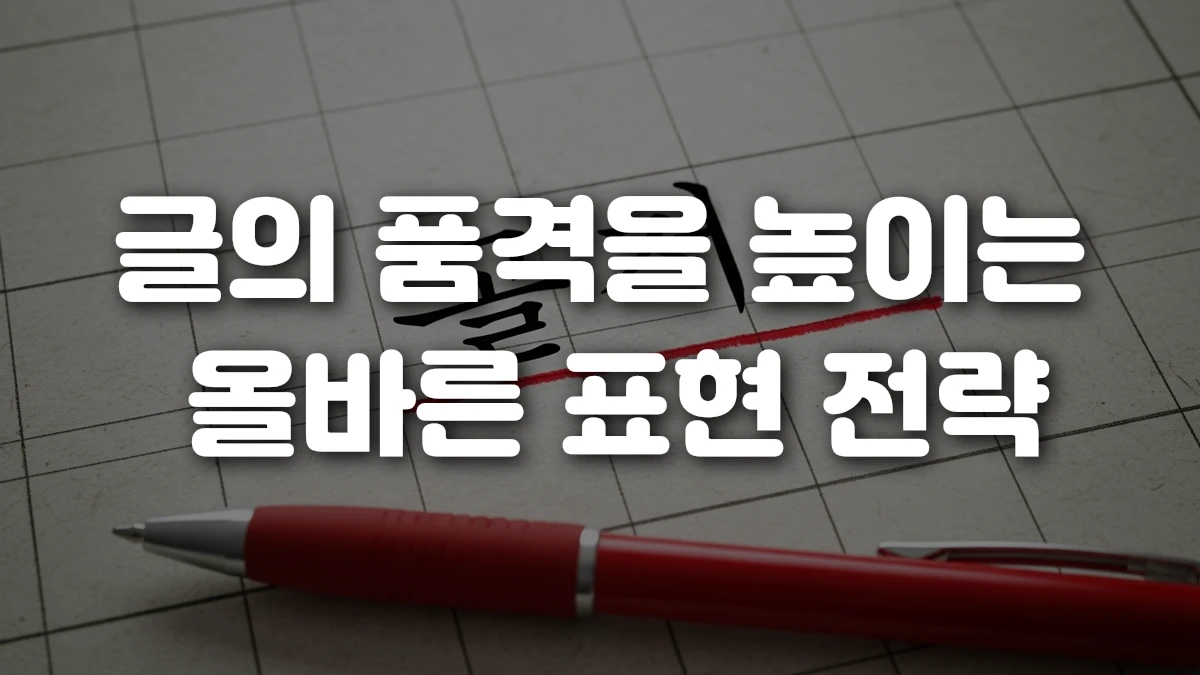 글의 품격을 높이는 올바른 표현 전략