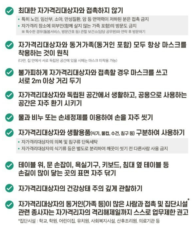 코로나+자가격리+대상자+기준