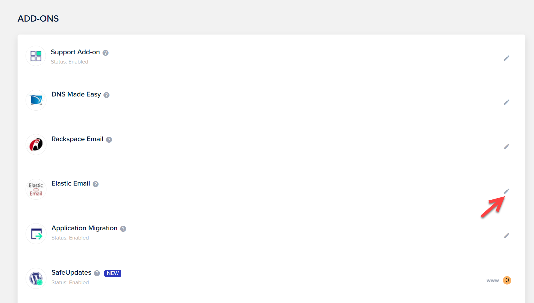 Elastic Email 애드온 구독하기