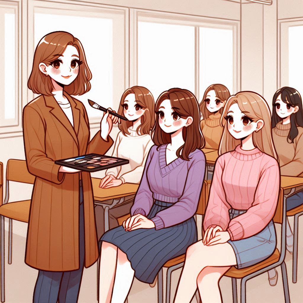 페이스페인팅 강사와 수강생들