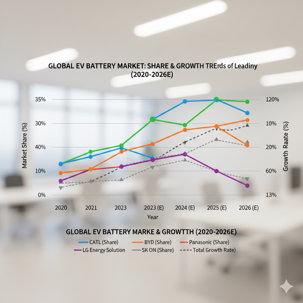 2차전지 대장주 글로벌 시장 점유율 및 성장 추이 그래프