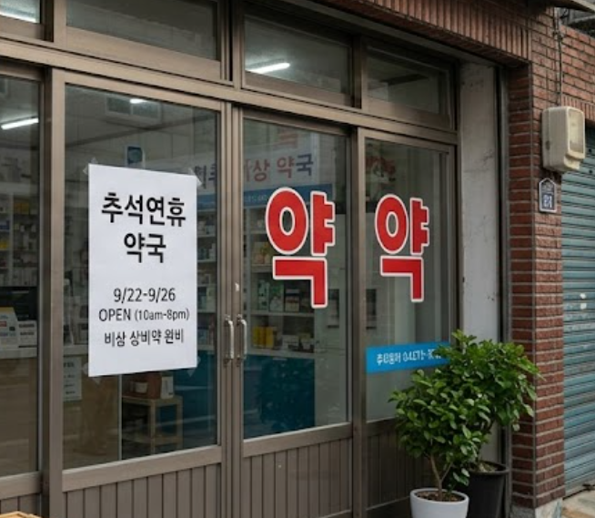 추석 연휴 문여는약국 상징하는 썸네일 이미지