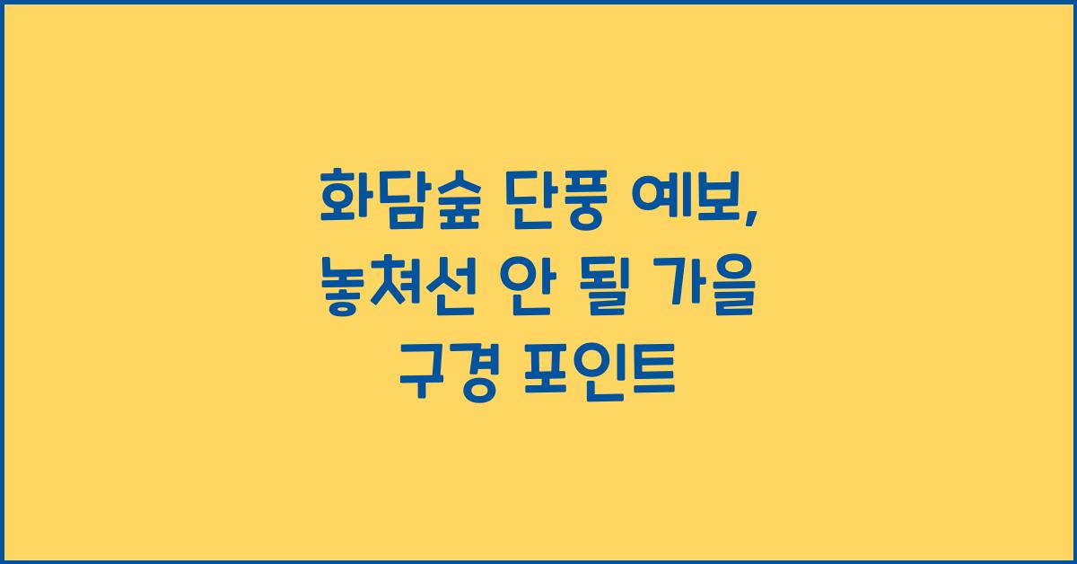 화담숲 단풍 예보