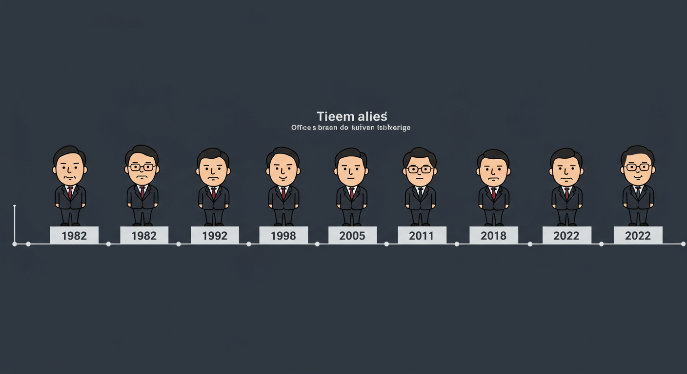 역대 KBO 총재들이 연도별(1982&amp;#44; 1988&amp;#44; 1992&amp;#44; 1998&amp;#44; 2005&amp;#44; 2011&amp;#44; 2018&amp;#44; 2022)로 교체된 흐름을 타임라인으로 표현한 애니메이션 이미지 3