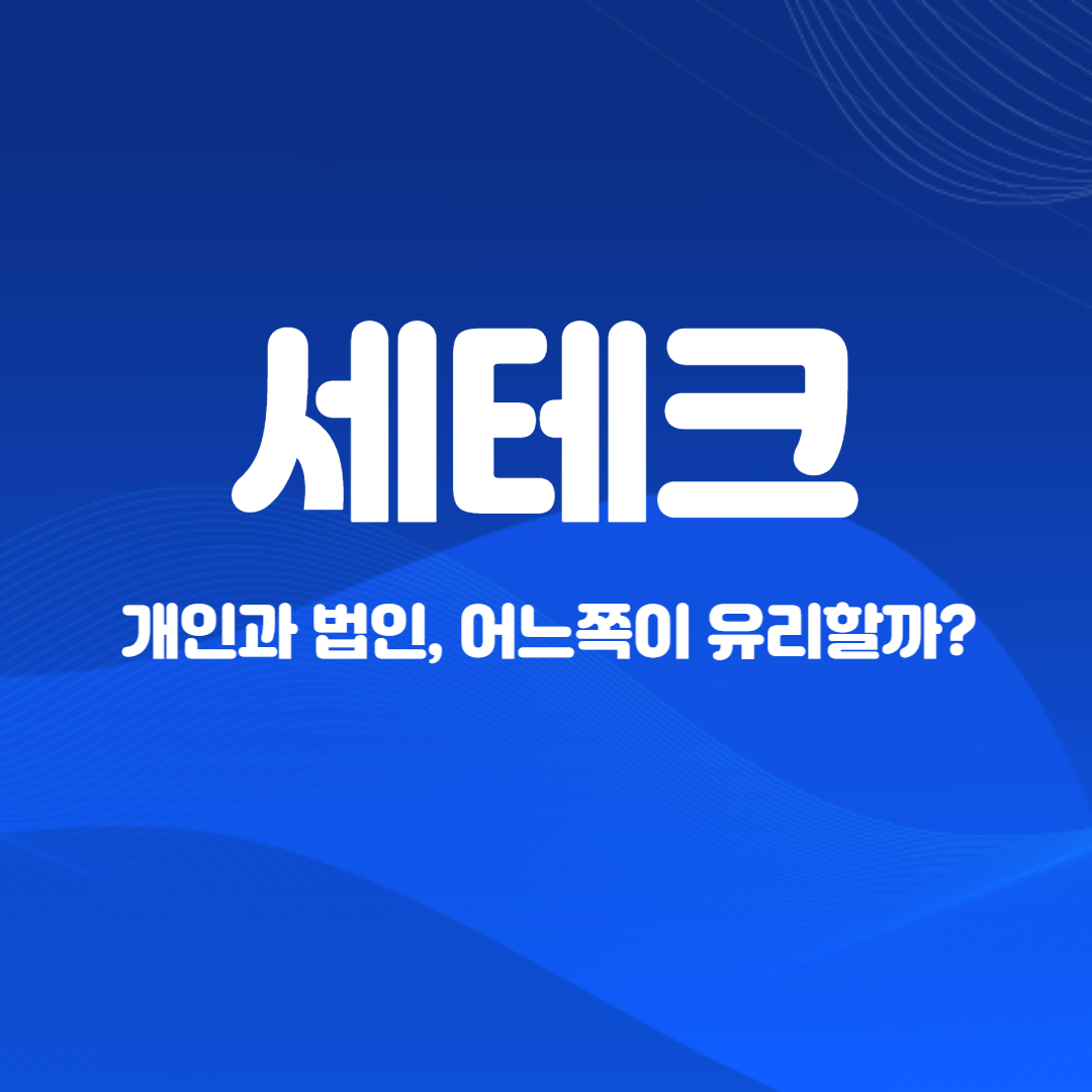 세테크 개인과 법인 어느것이 유리할까?