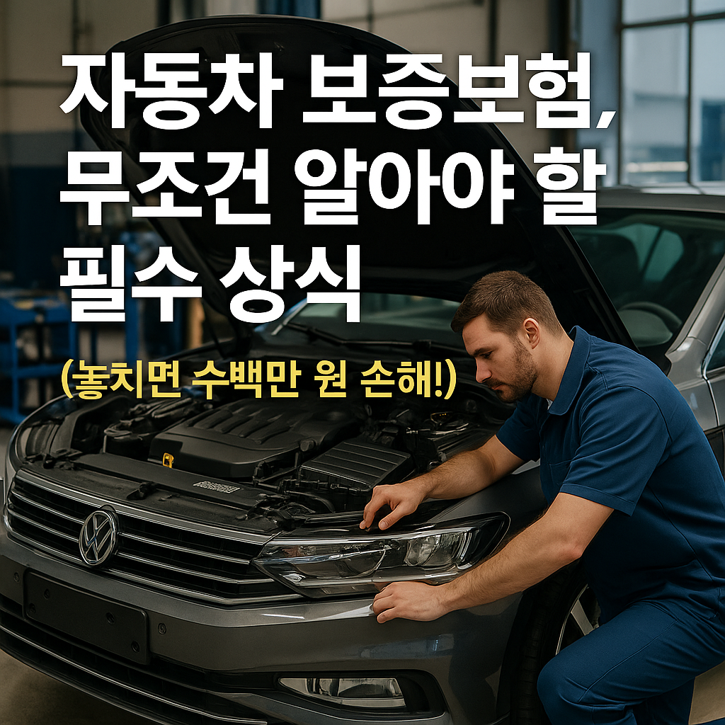 자동차 보증보험 가입으로 정비소에서 수리받는 차량 모습