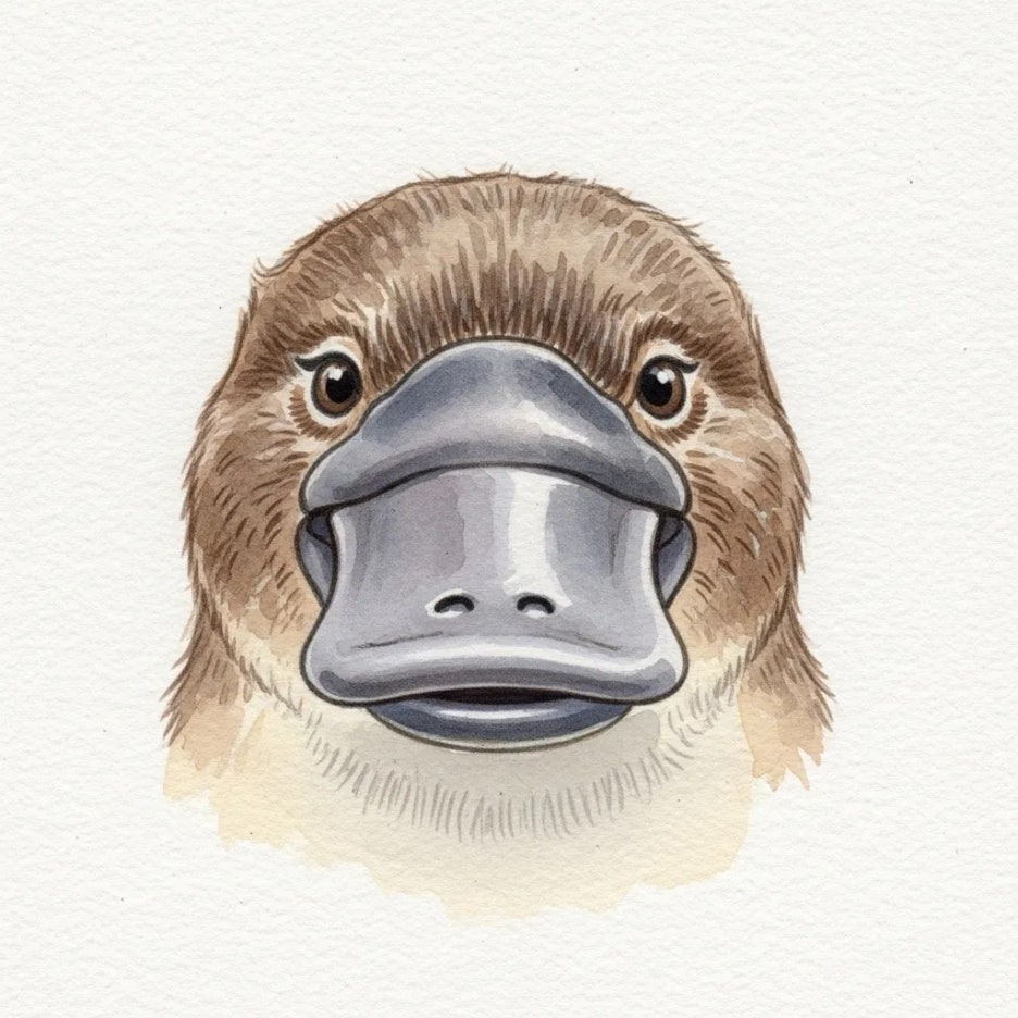 오리 부리와 수달 몸을 가진 오리너구리