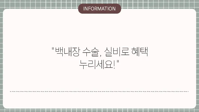 백내장 수술 실4비보험: 