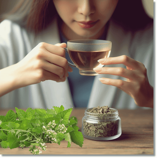 캣닢 차 마시는 여성