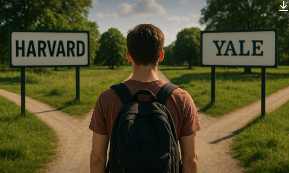 대학선택에 기로에 선 학생 그림