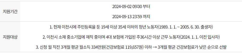 이천시 중소기업 청년노동자 근속장려금