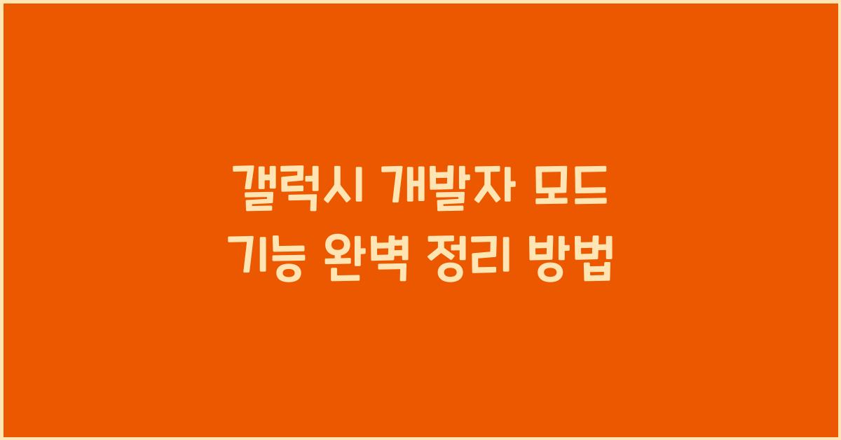 갤럭시 개발자 모드