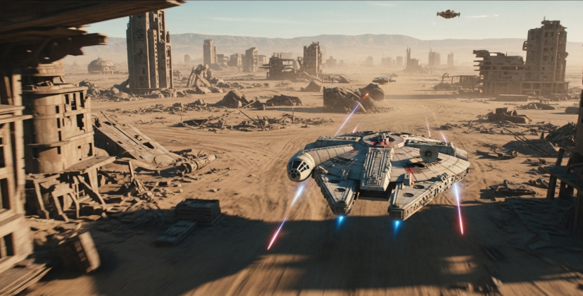 스타워즈 자쿠 폐허 속 팔콘 질주 장면