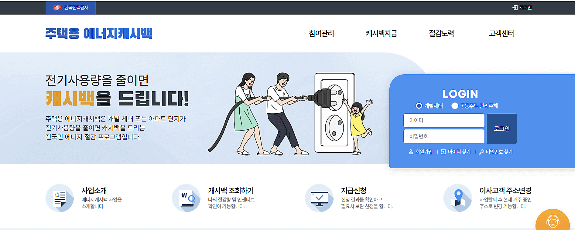한전 에너지캐시백 신청방법,대상,가입,고객센터