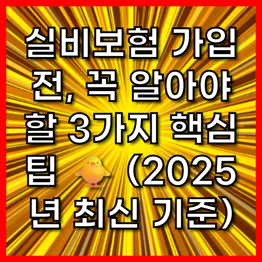 실비보험 가입 전, 꼭 알아야 할 3가지 핵심 팁 🐥 (2025년 최신 기준)