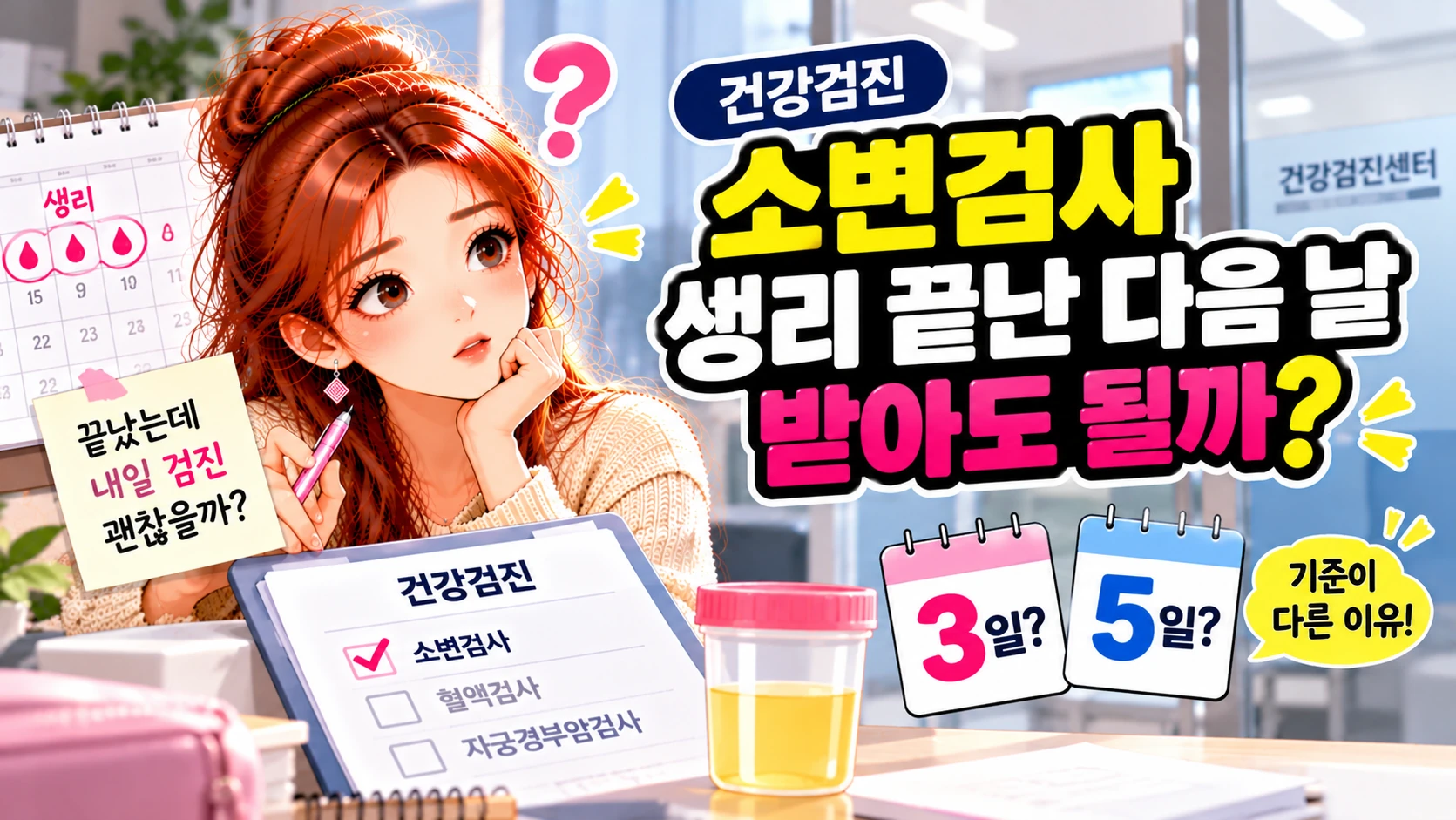 건강검진 소변검사 생리 끝난 다음 날 받아도 될까? 3일/5일 기준이 다른 이유