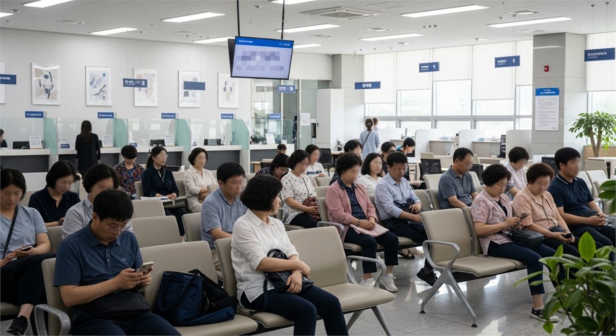 국민연금 상담을 떠올리게 하는 공공 서비스 공간 전경 