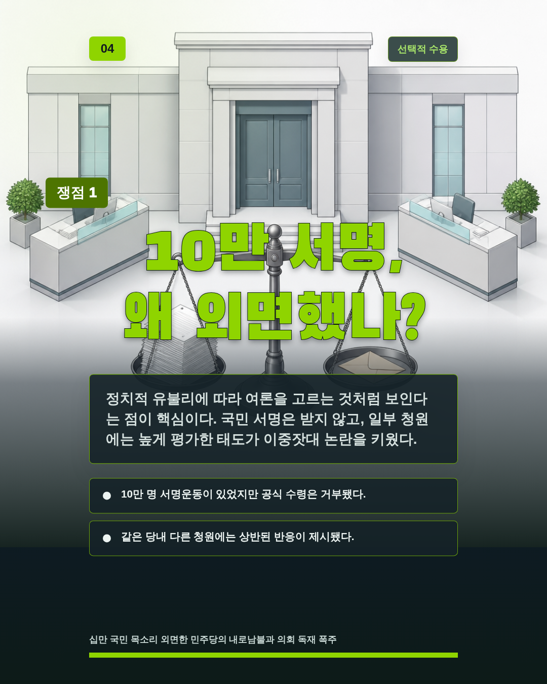 10만 서명, 왜 외면했나?