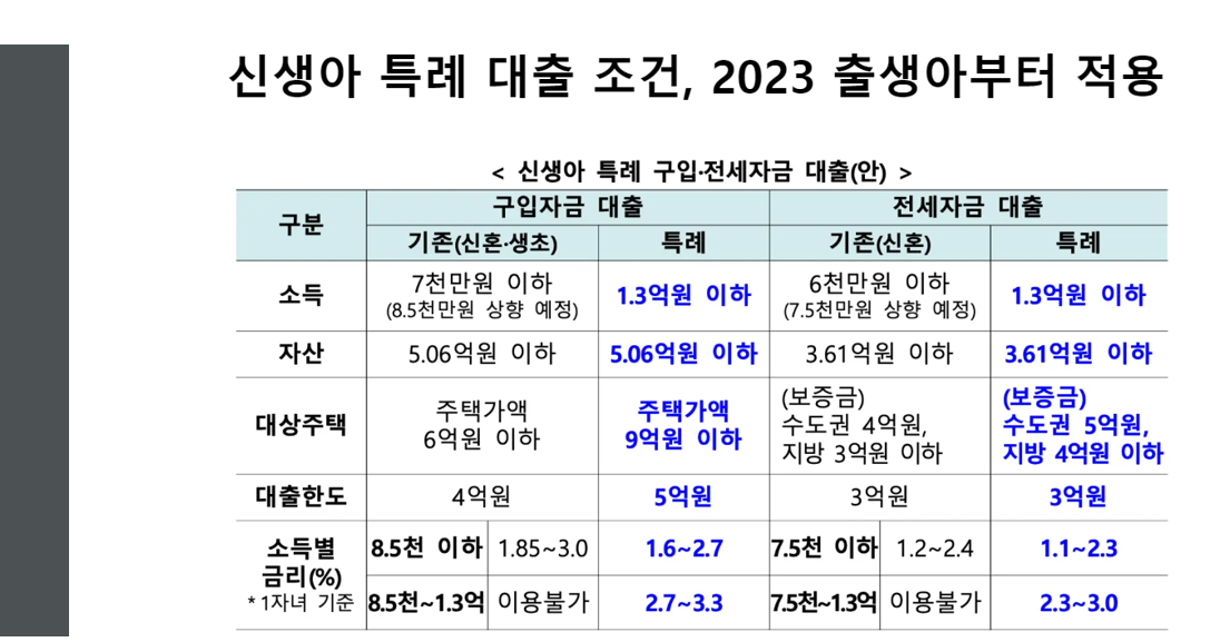 신생아 특례 대출 조건