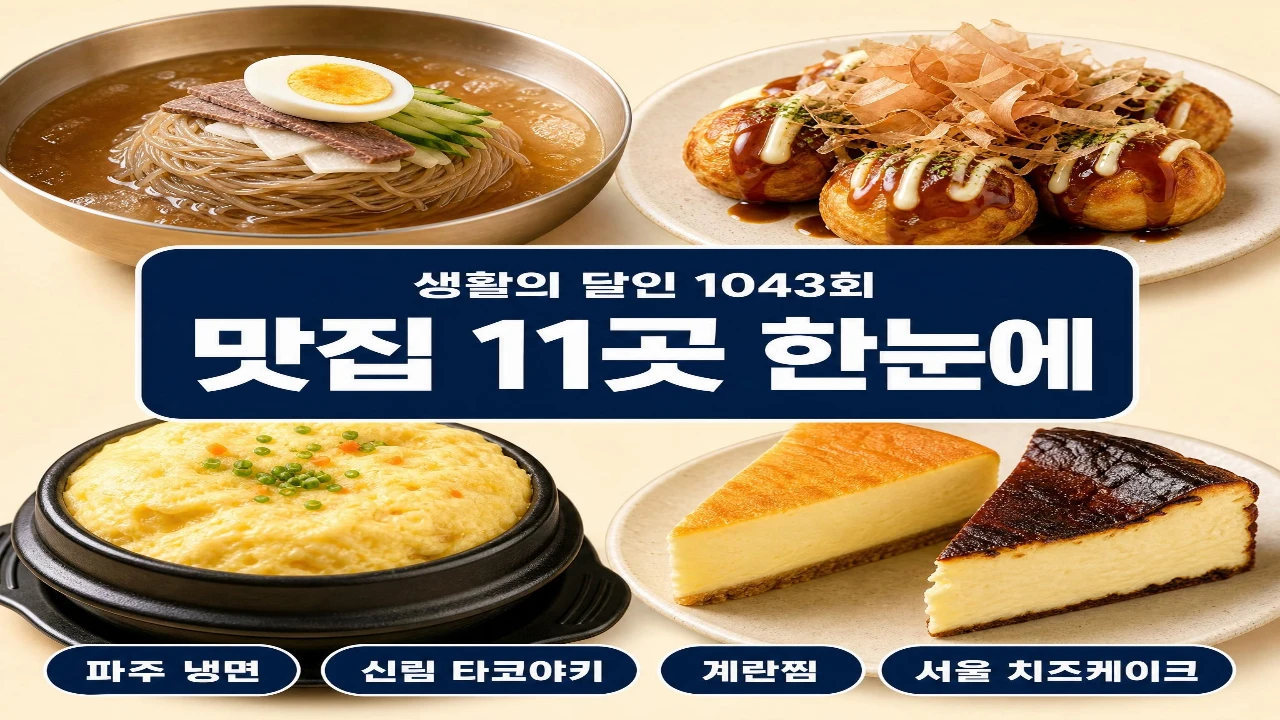 생활의 달인 1043회 파주 냉면 신림 타코야키 계란찜 서울 치즈케이크 안내 이미지