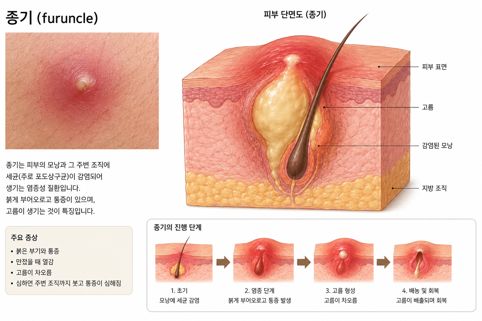 종기의 증상 및 진행단계