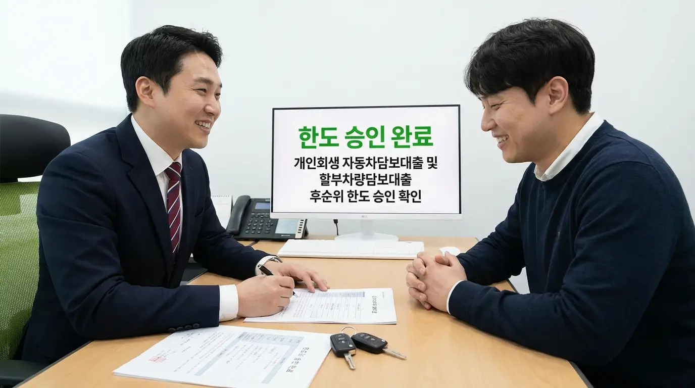 개인 회생 자동차 담보 대출 및 할부 차량 담보 대출 후순위 한도 승인 확인