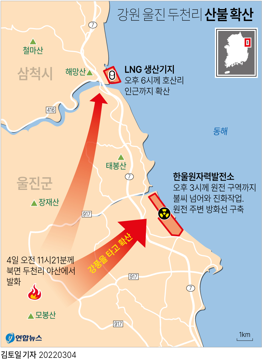 국가위기경보 `심각` 발령...경북 울진에 대형산불로 한울원전 초비상...혹시...