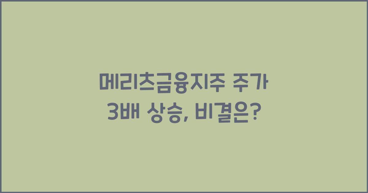 메리츠금융지주 주가 3배 상승