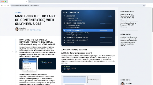 상단 목차(TOC) 만들기 HTML CSS만으로 체류 시간을 늘리는 자동 목차 구성 참고 이미지