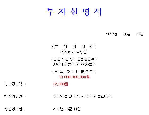 트루엔 공모가