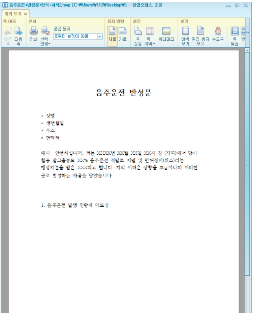 음주운전반성문-캡쳐