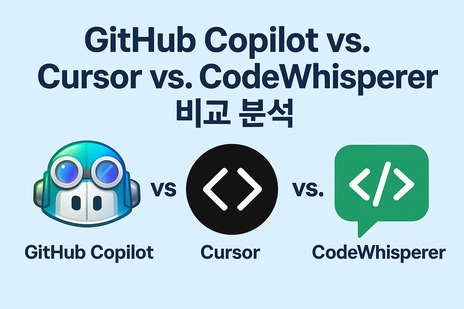 GitHub Copilot vs. Cursor vs. CodeWhisperer 비교 분석: 2025년 AI 코딩 어시스턴트 완벽 가이드