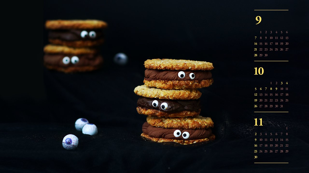 08 할로윈 쿠키 다크 B - 2025년10월 노트북배경화면