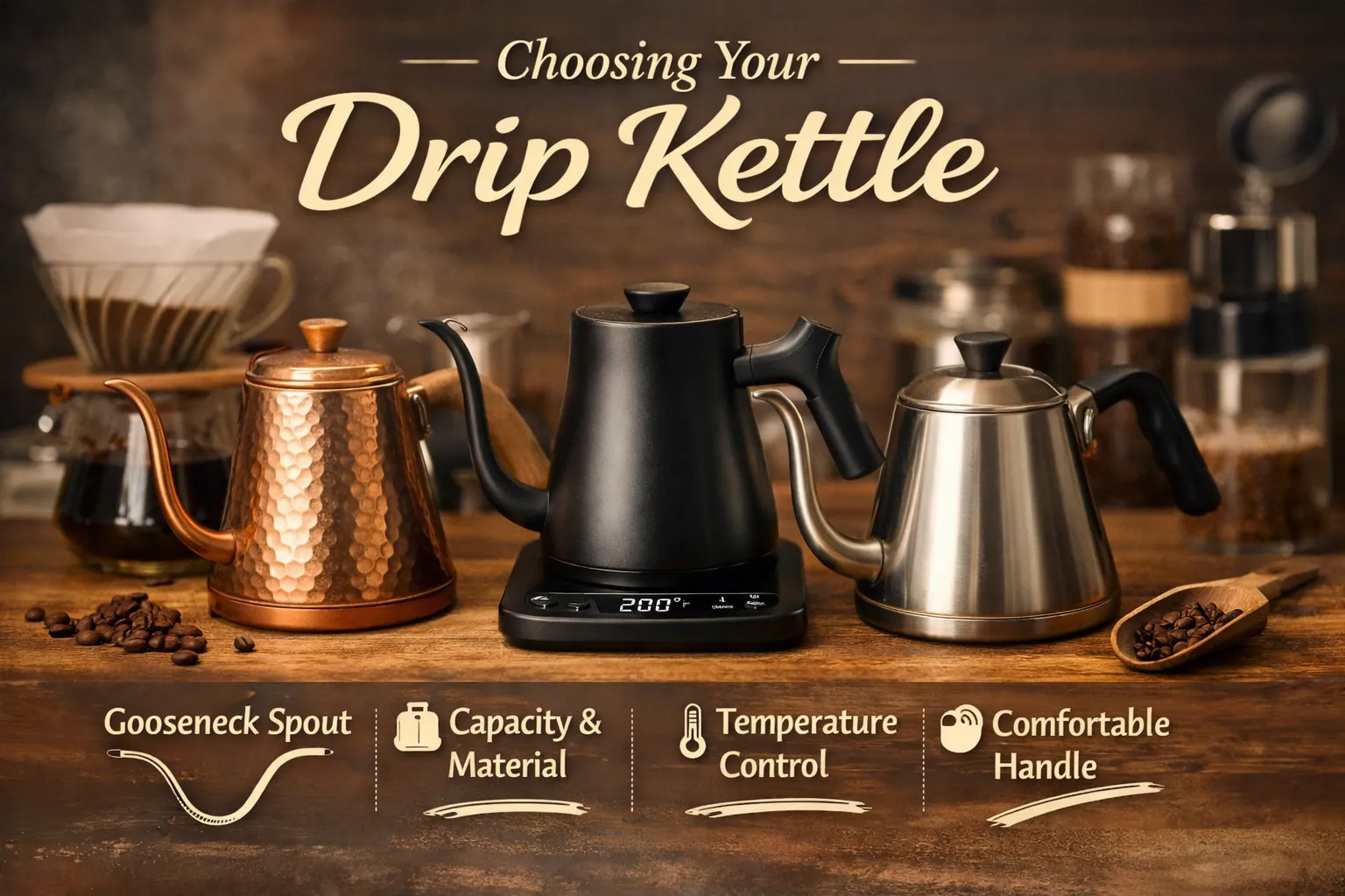 드립포트 선택 기준 (핸드드립 추출, 주둥이 디자인, 온도 조절)