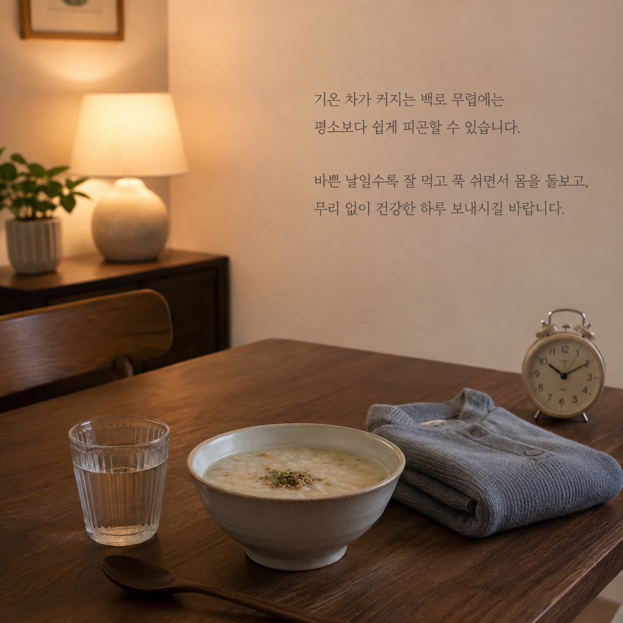 일교차가 큰 백로에 잘 먹고 푹 쉬라는 환절기 건강 인사말 이미지