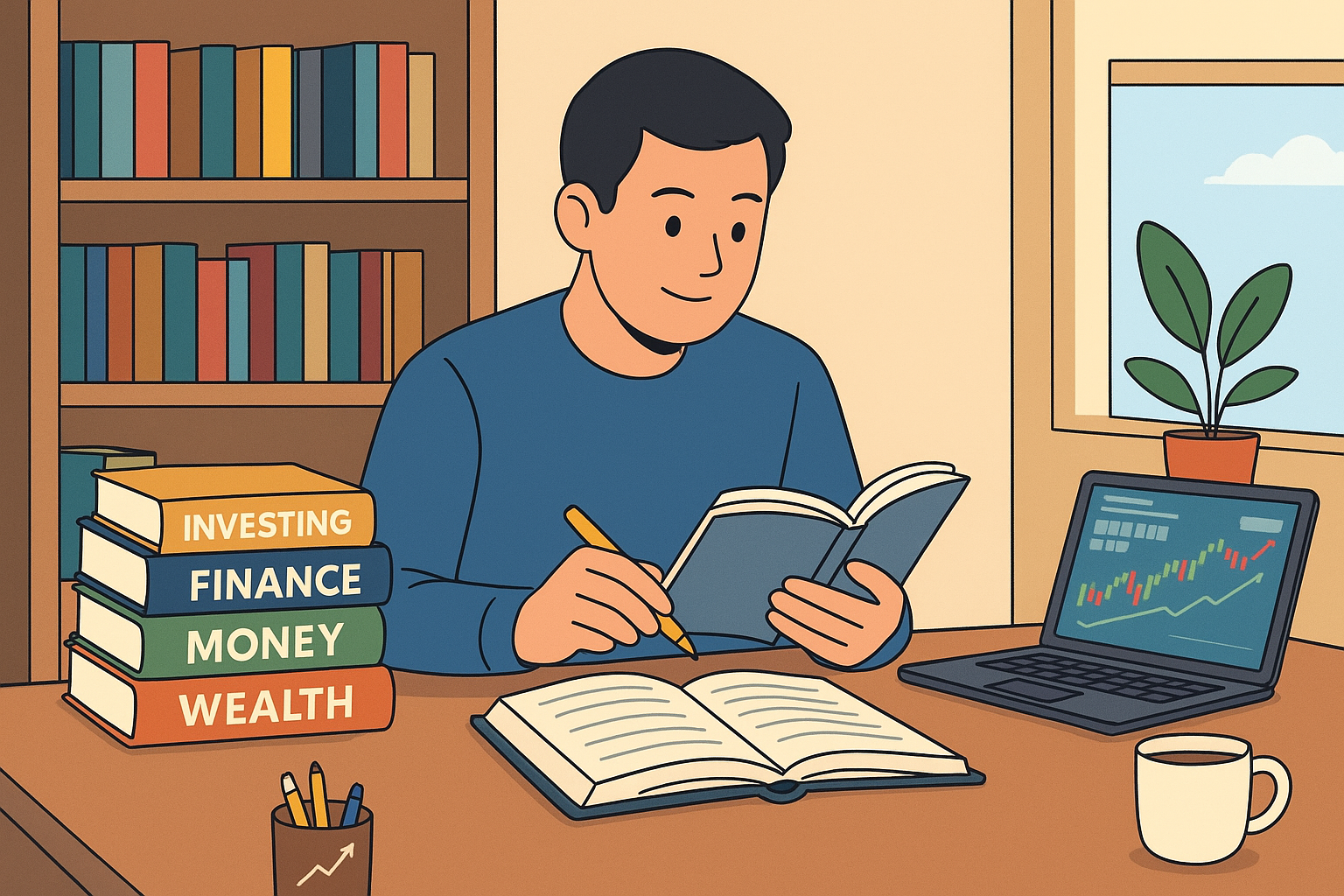 재테크 베스트셀러 독파하는 이미지