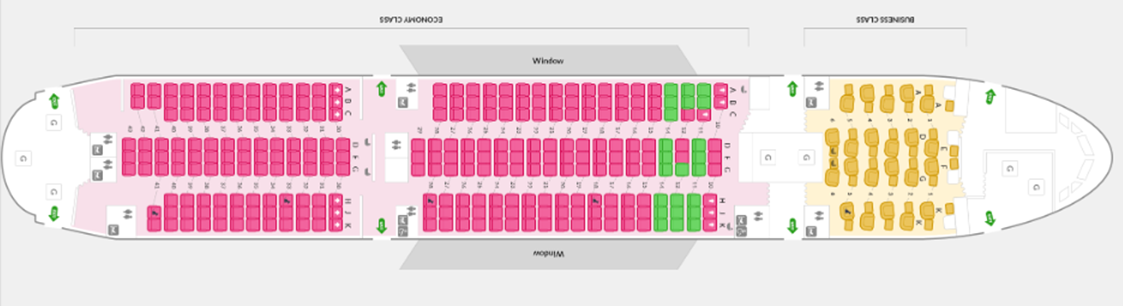 아시아나항공 좌석, 아시아나항공 좌석배치도