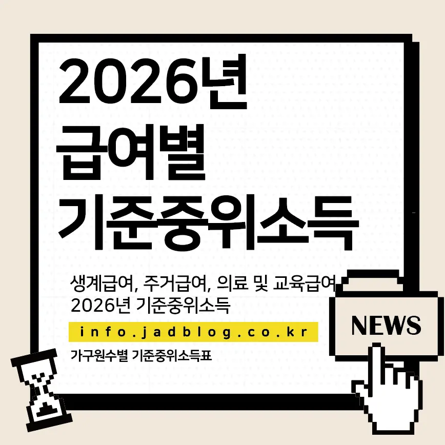 2026년 생계·의료·주거·교육급여 기준중위소득 기준 확인