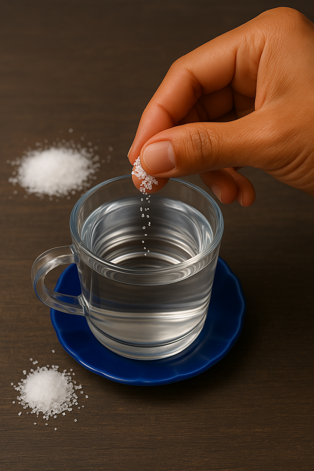 소금을 손으로 물에 넣는이미지